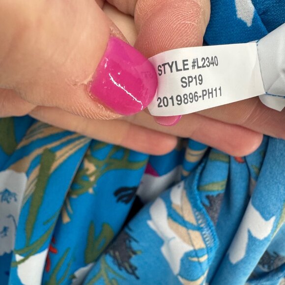 J.CREW Mercantile High Low Faux Wrap Dress Emmahansi Cabana Blue Multi Size S - Picture 8 of 15